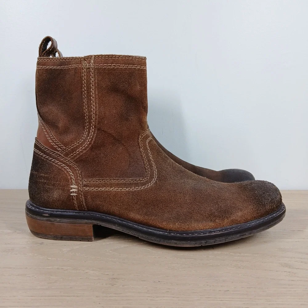 Roan Crestone II Boots Men 10 Brown Leather Pull On Ankle Western Rugged